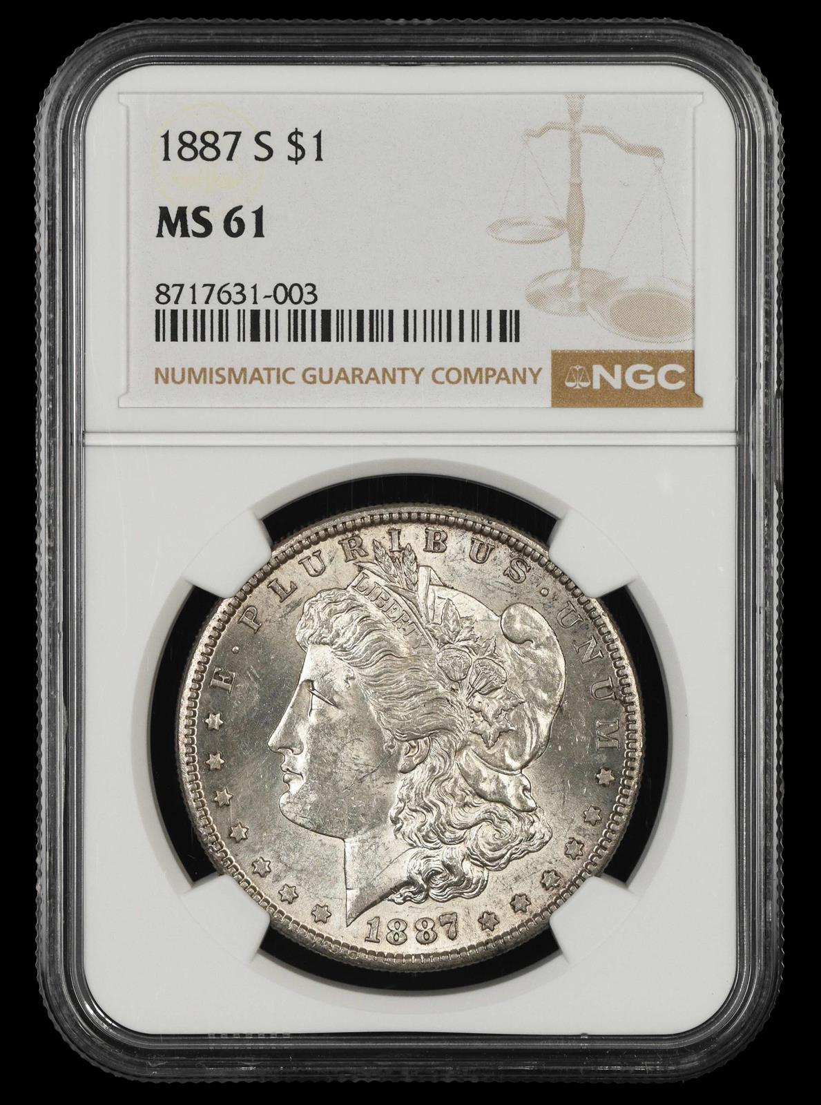 1887 S $1 NGC MS 61