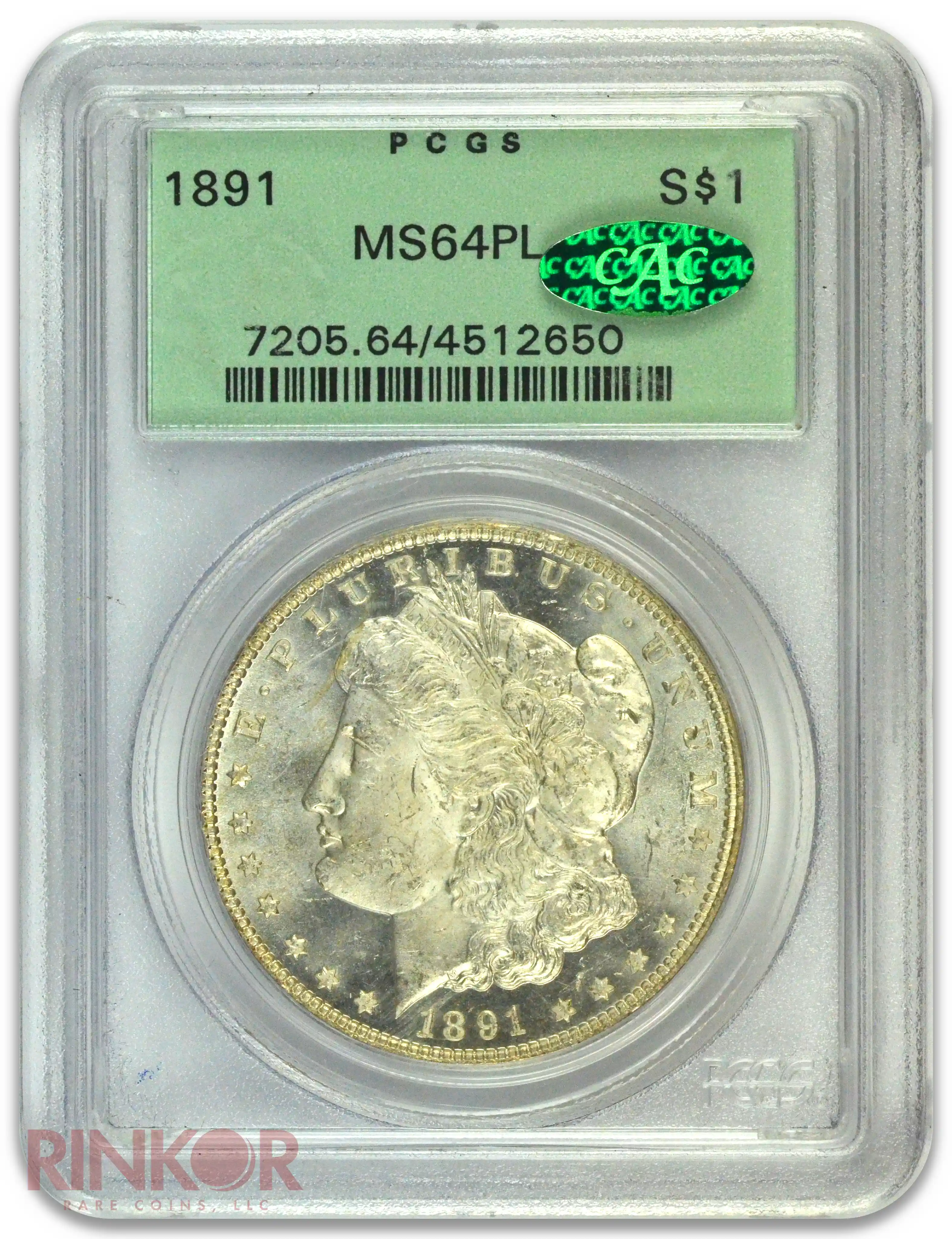 1891 $1 Morgan Dollar PCGS MS 64 PL CAC