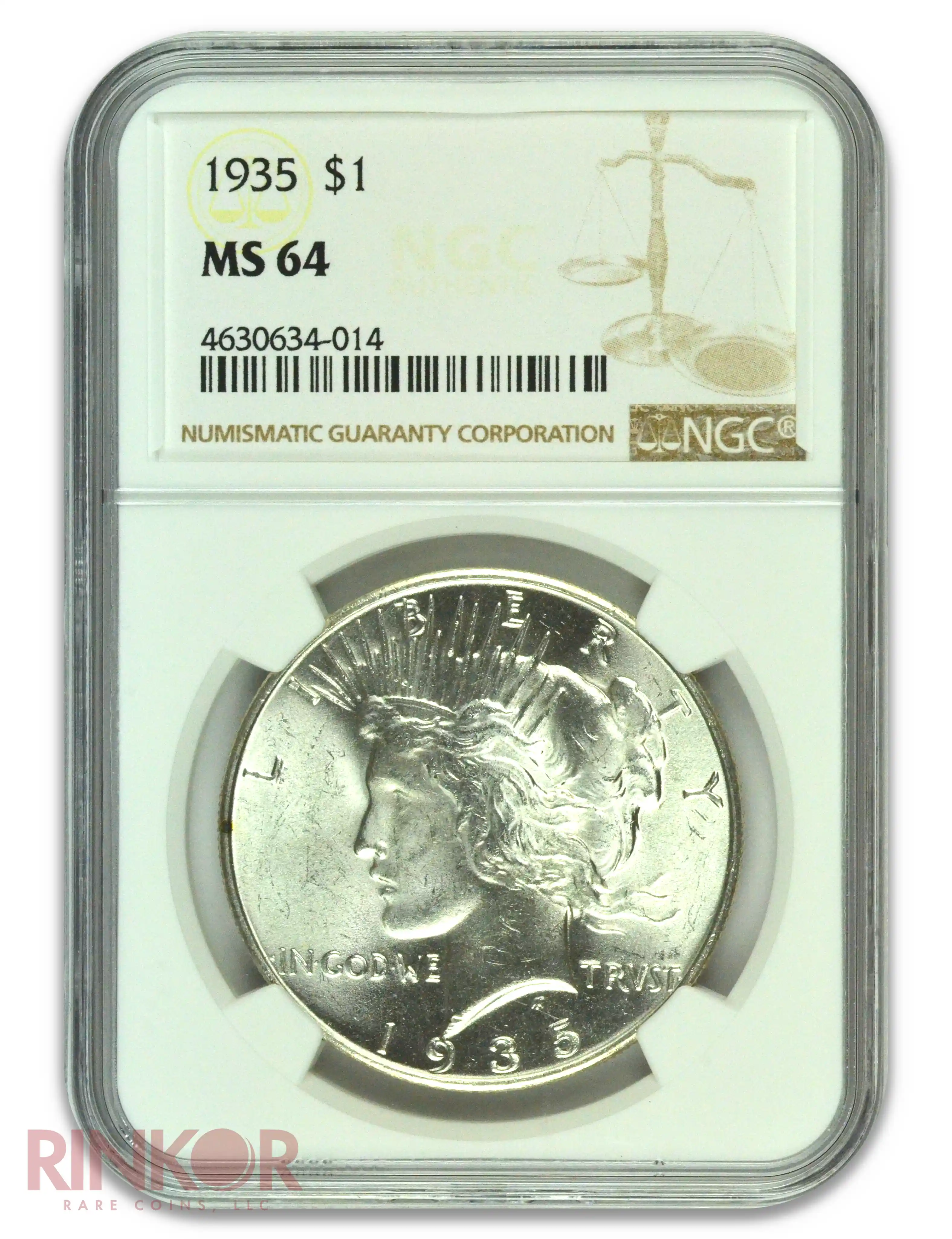 1935 $1 Peace Dollar NGC MS 64 