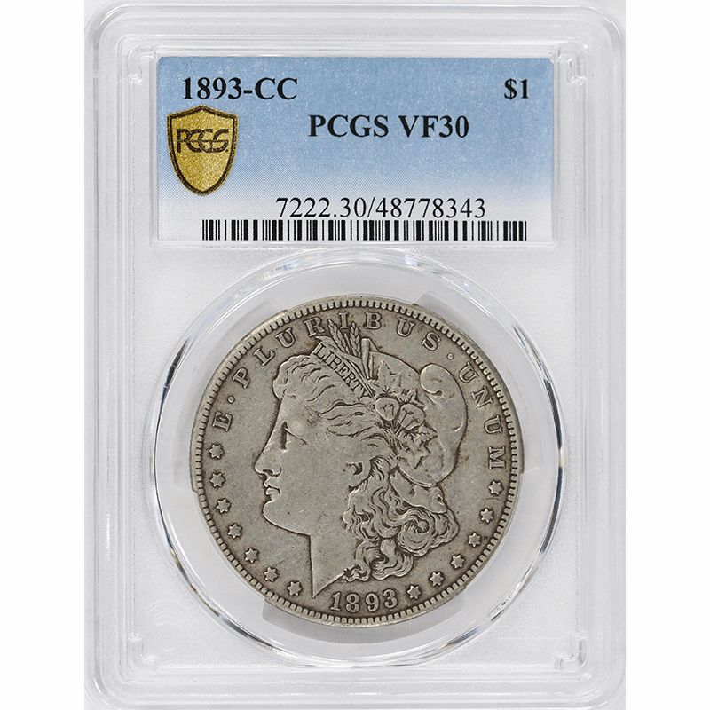 1893-CC $1 Morgan Silver Dollar PCGS VF30 - Carson City Original Coin