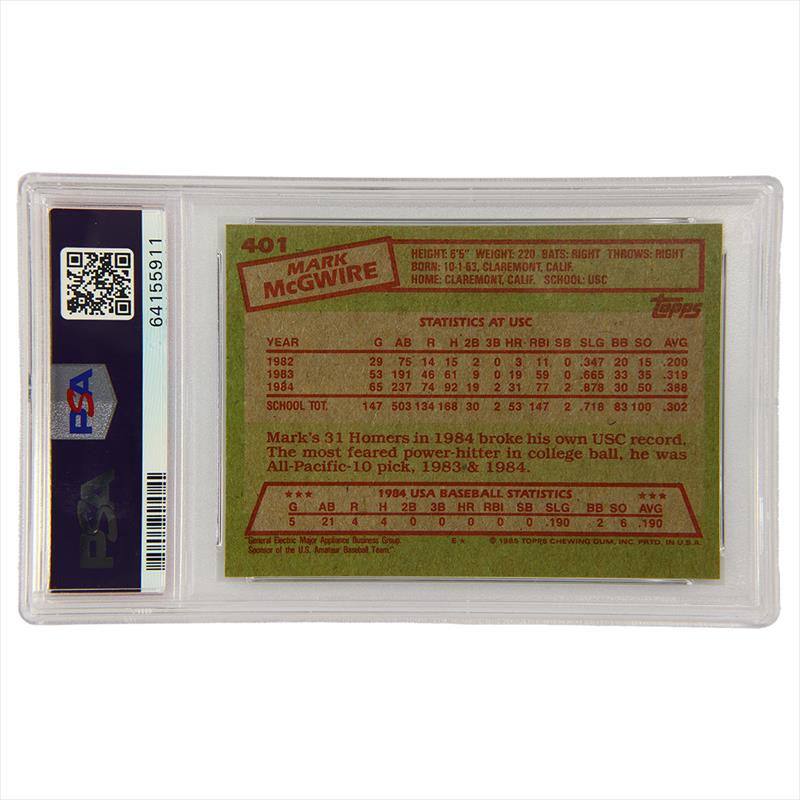 1985 Topps MARK MCGWIRE #401 RC Rookie Card - USA - - U.S. Coins and Jewelry