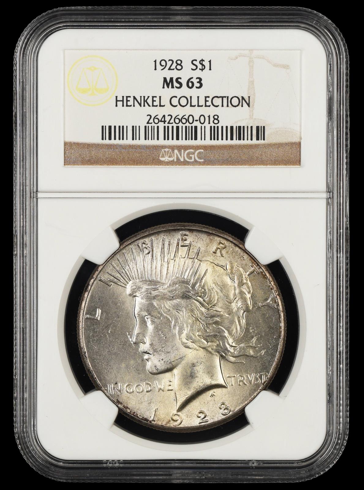 1928 $1 Henkel Collection NGC MS63