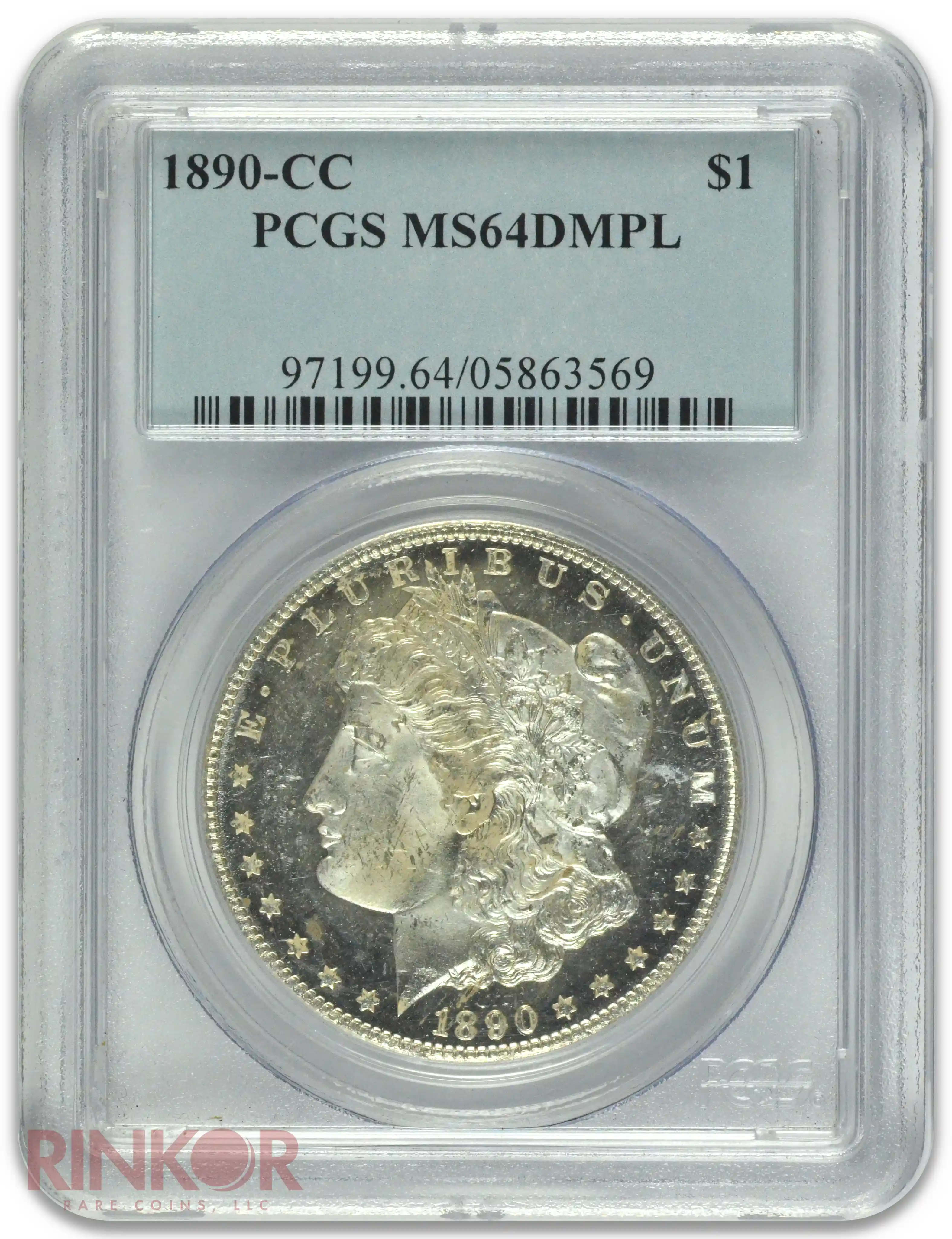 1890-CC $1 PCGS MS 64 DMPL 