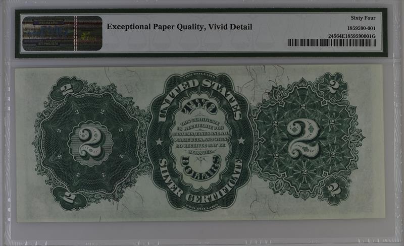 Fr. 245 1891 $2 Silver Certificate PMG 64 EPQ 