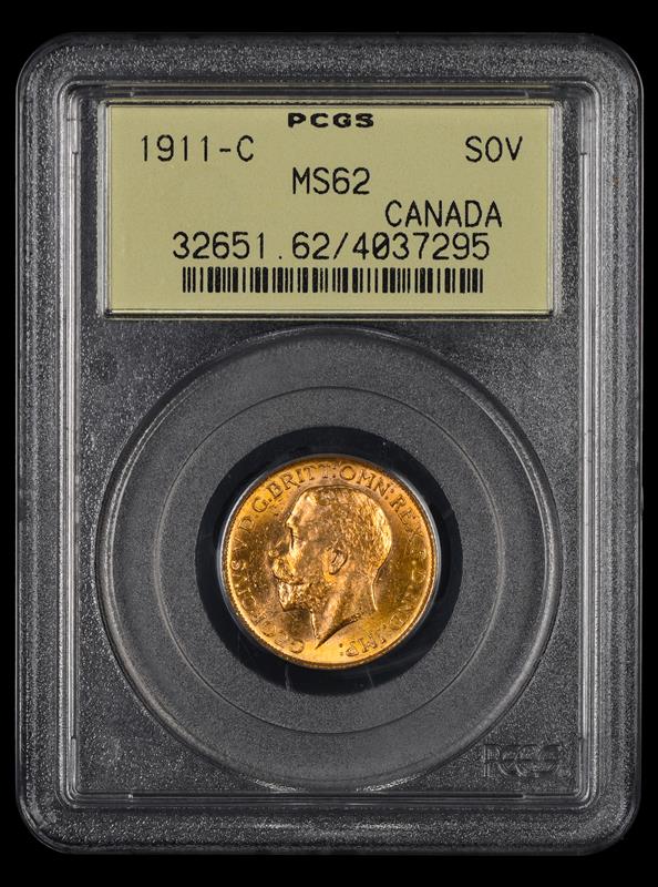 1911 C Canada Gold Sovereign OGH PCGS MS 62