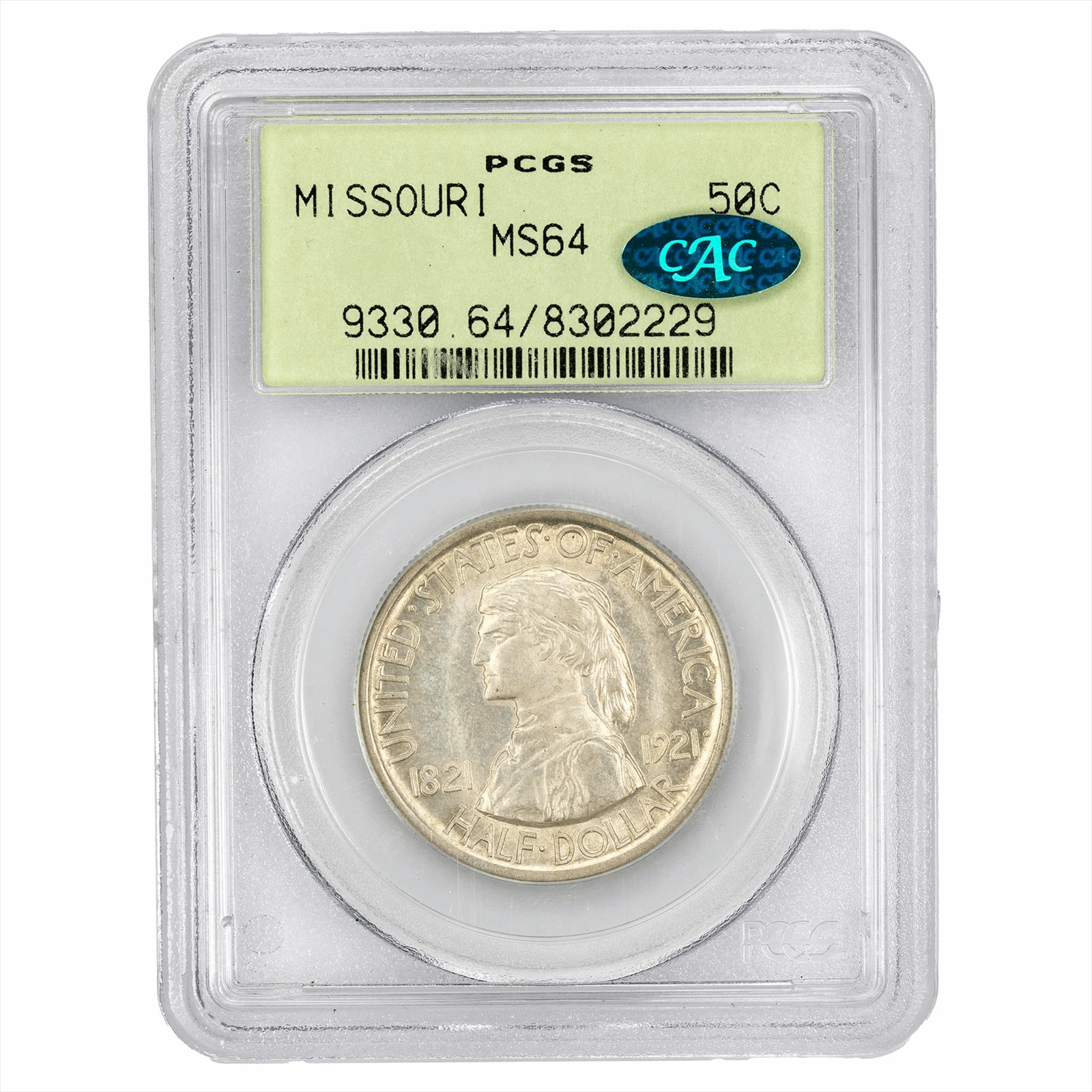 1921 Missouri Commemorative Half Dollar 50C PCGS MS 64 CAC