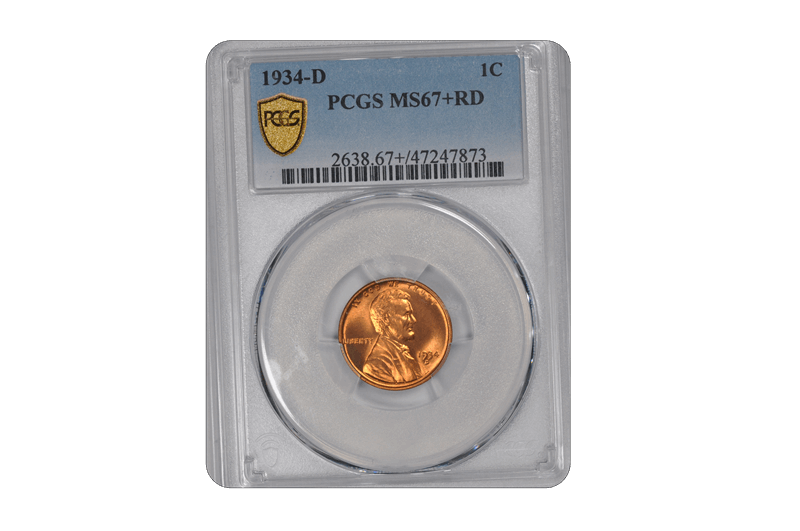 1934-D Lincoln Wheat PCGS MS 67 + RD