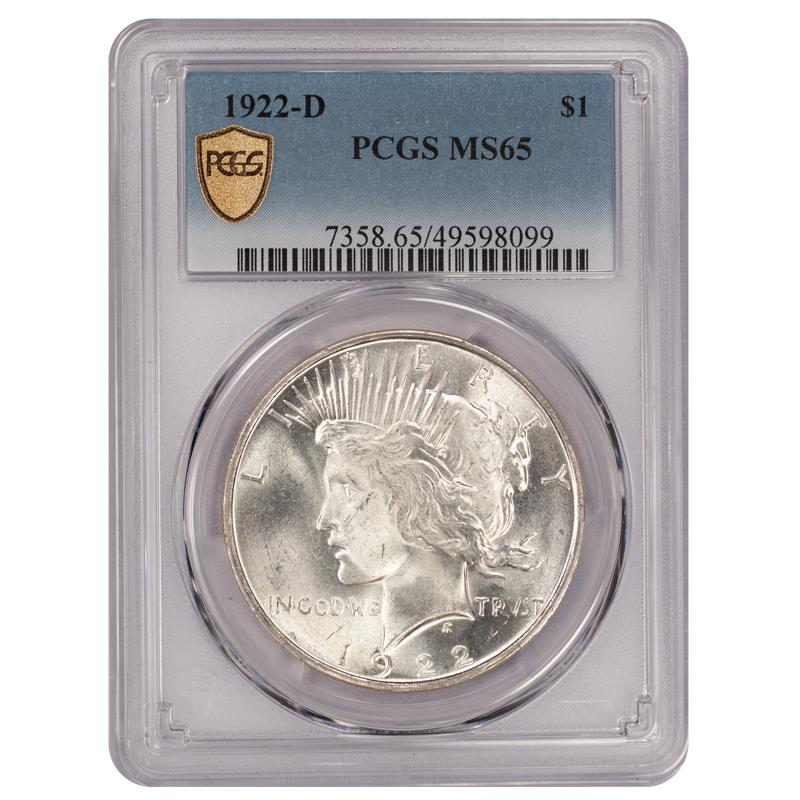 1922-D Peace Dollar $1 PCGS MS 65 PCGS Gold Shield
