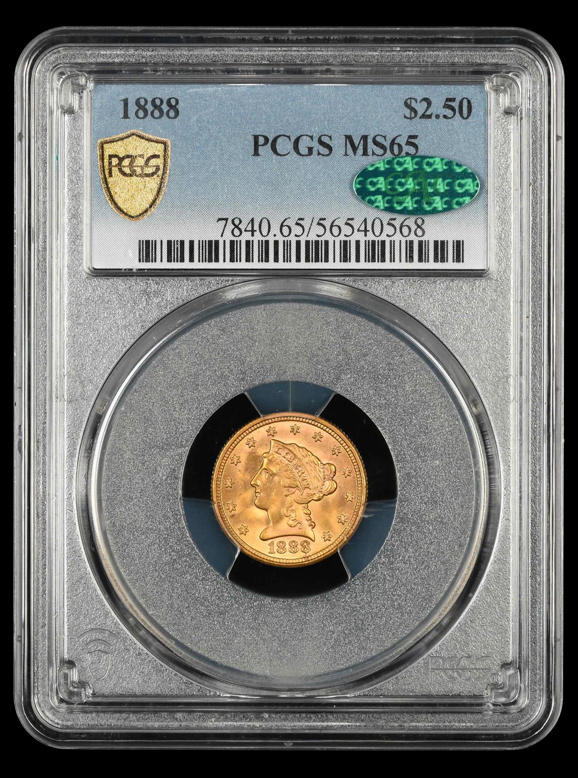 1888 $2.5 Gold PCGS MS 65 CAC