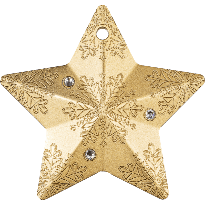  2023 1oz Gilded Silver SNOWFLAKE STAR Holiday Ornament Series - Limited - CIT 
