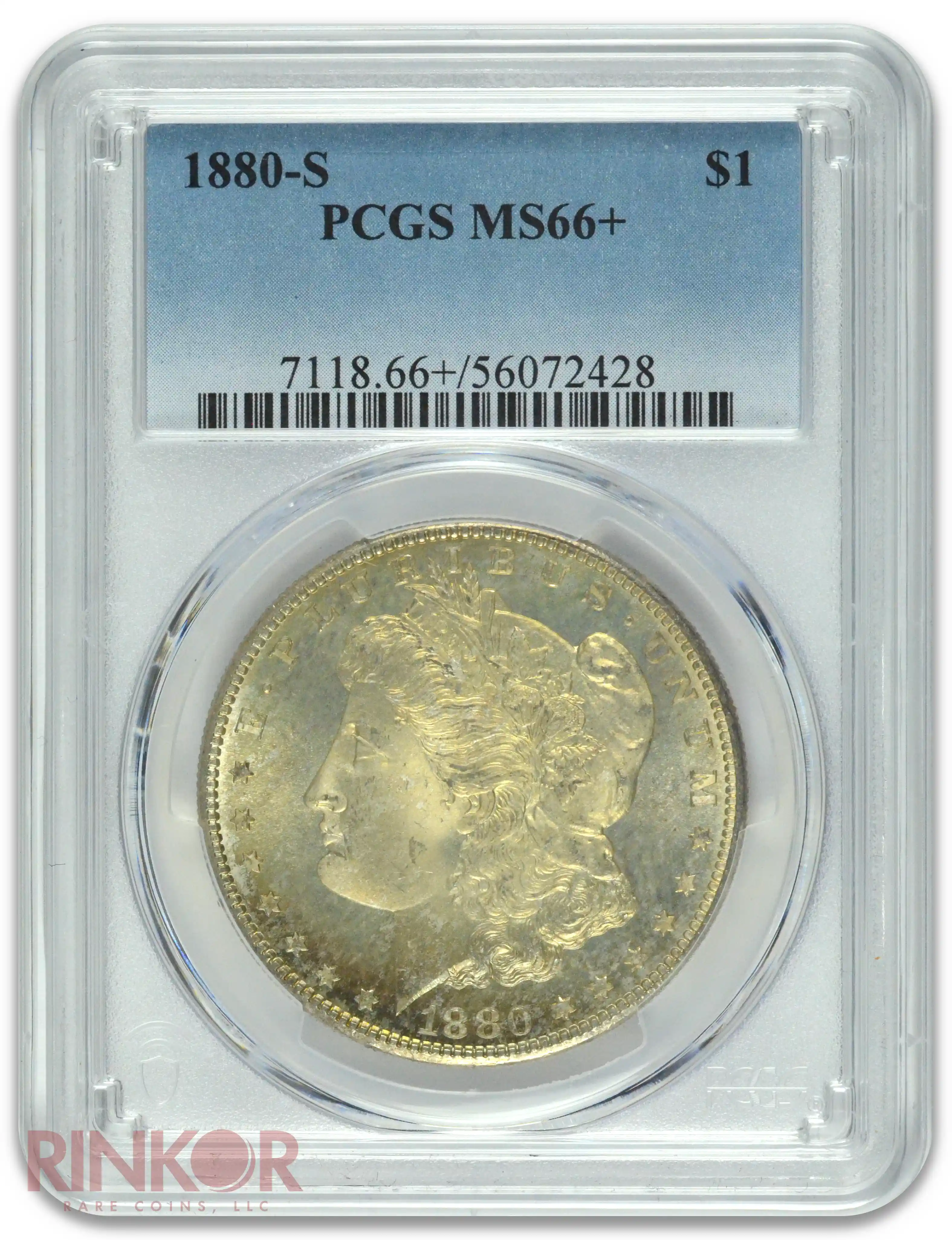 1880-S $1 Morgan Dollar PCGS MS 66+ - With Original ANACS Photo Certificate
