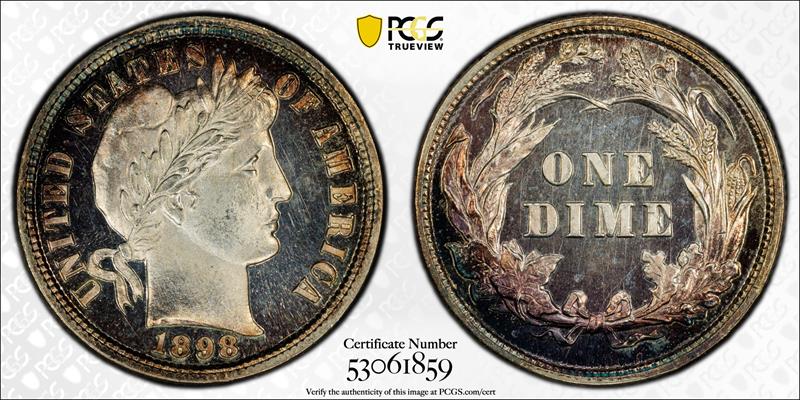 1898 10C PCGS PR 67CAM CAC