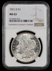 1921 D $1 NGC MS63 MS63
