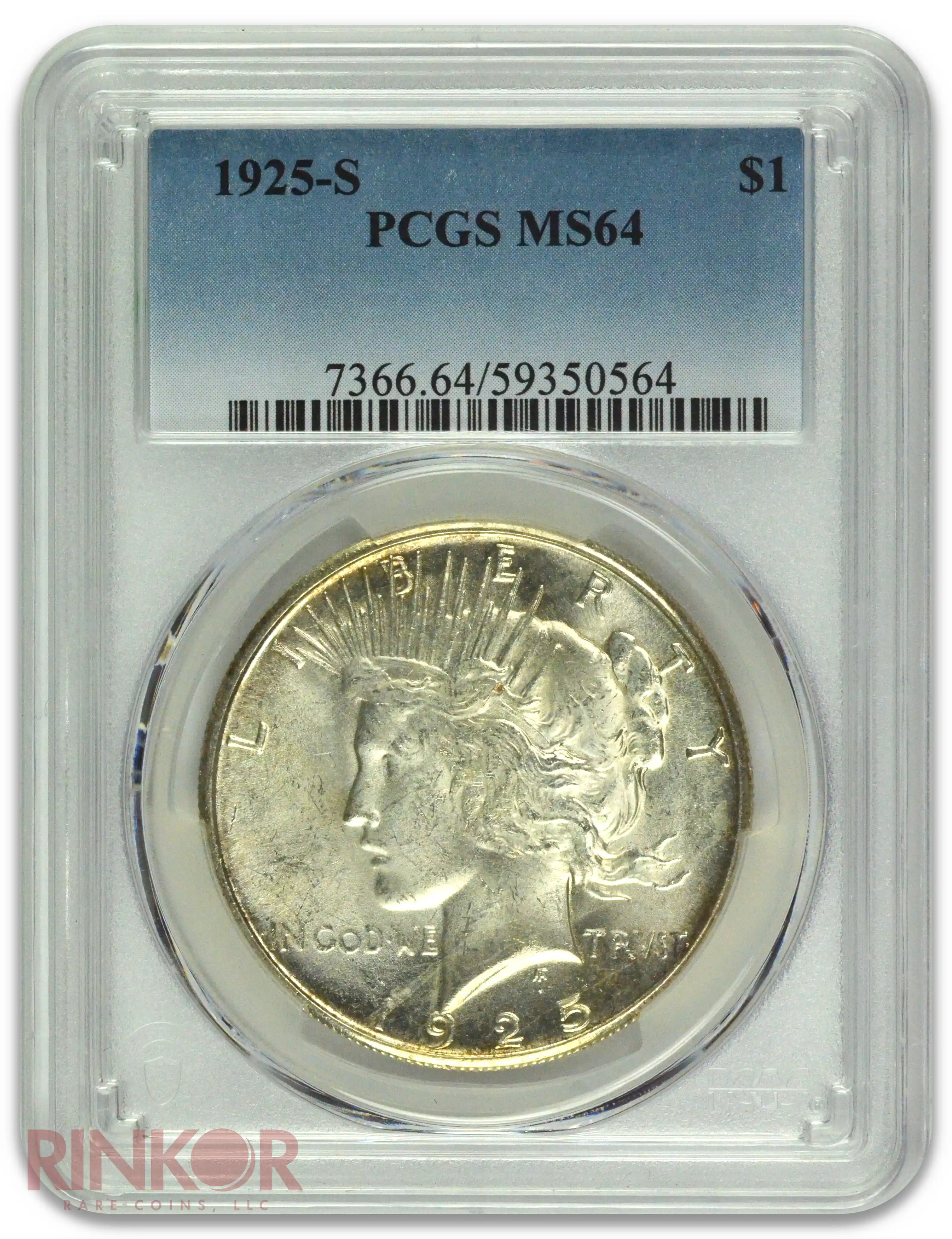 1925-S $1 Peace Dollar PCGS MS 64