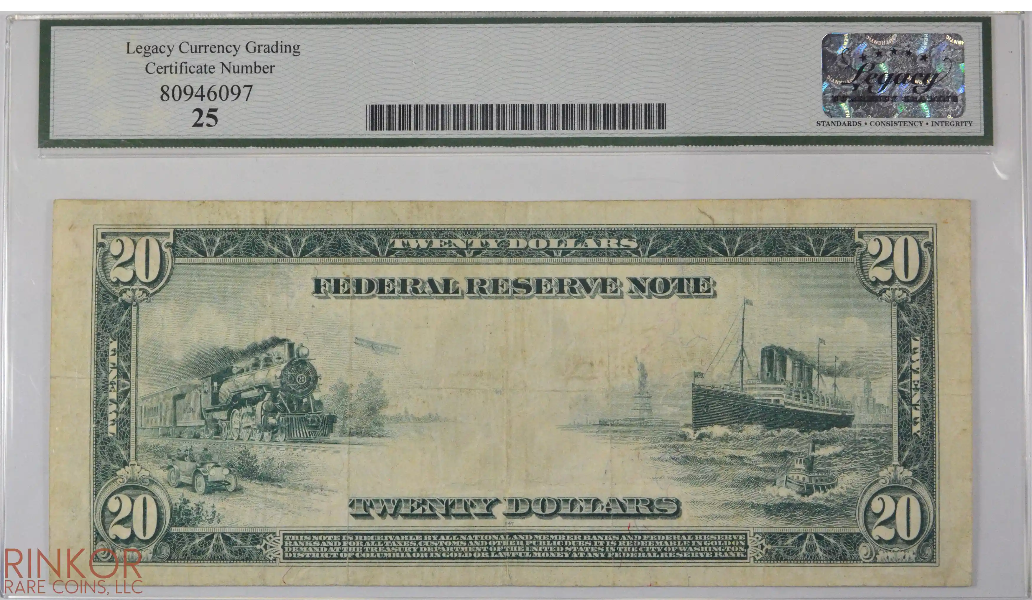 1914 $20 Fr. 1011a San Francisco Federal Reserve Note LCG VF-25