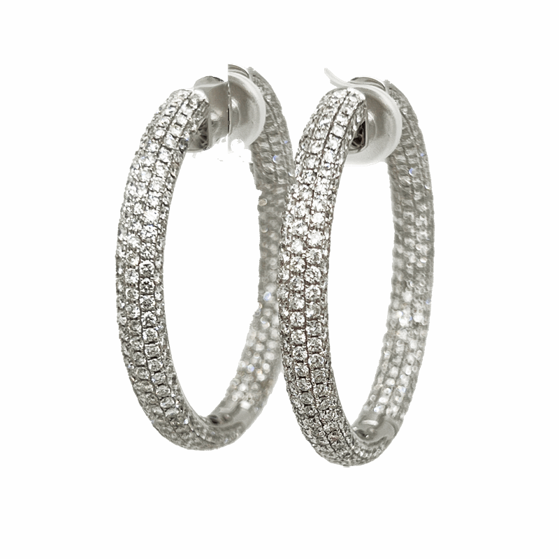 7.19cttw Diamond Chunky In and Out Hoop Earrings in 14k White Gold 