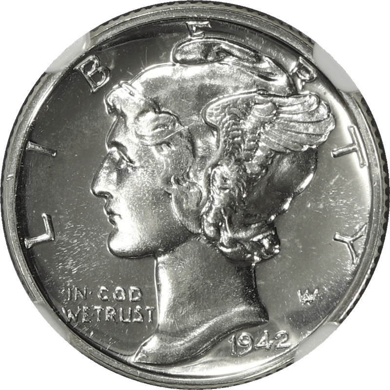 1942 Mercury Dime 10c, NGC PF 67 - Nice White Coin