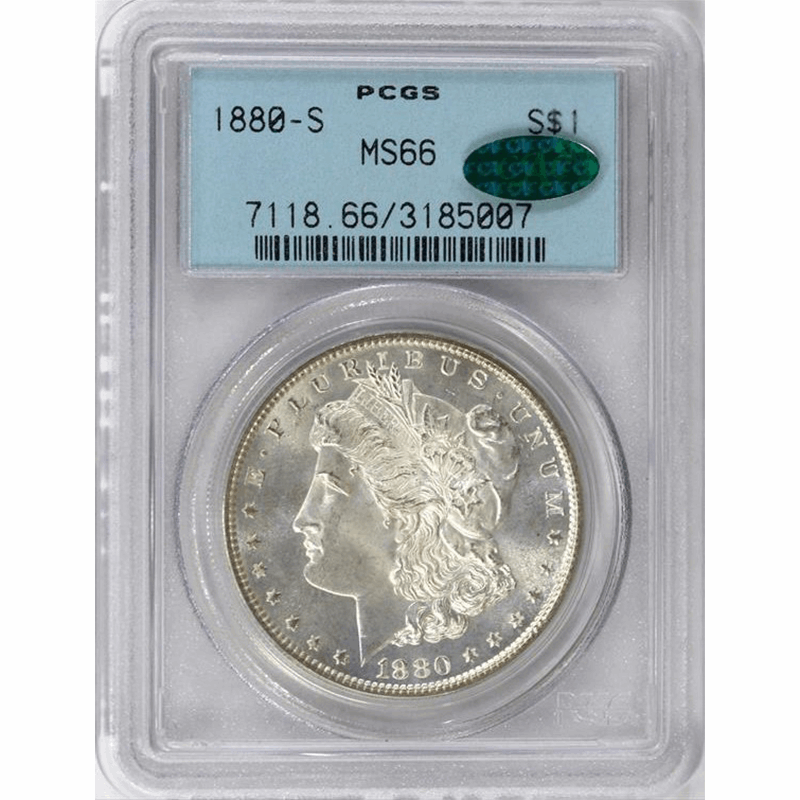 1880-S $1 Morgan Silver Dollar - PCGS MS66 CAC - Old Green Holder