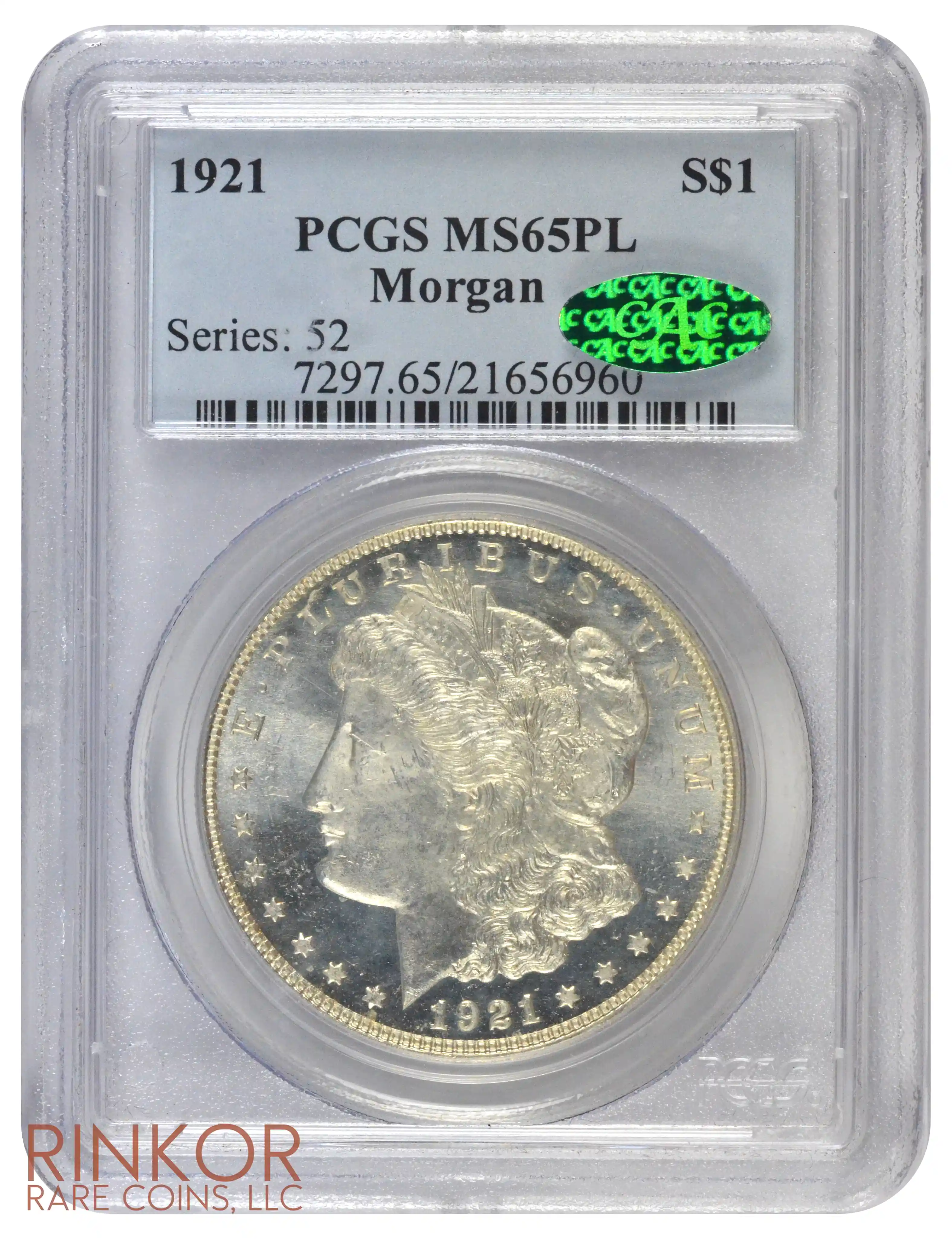 1921 $1 Morgan PCGS MS 65 PL CAC