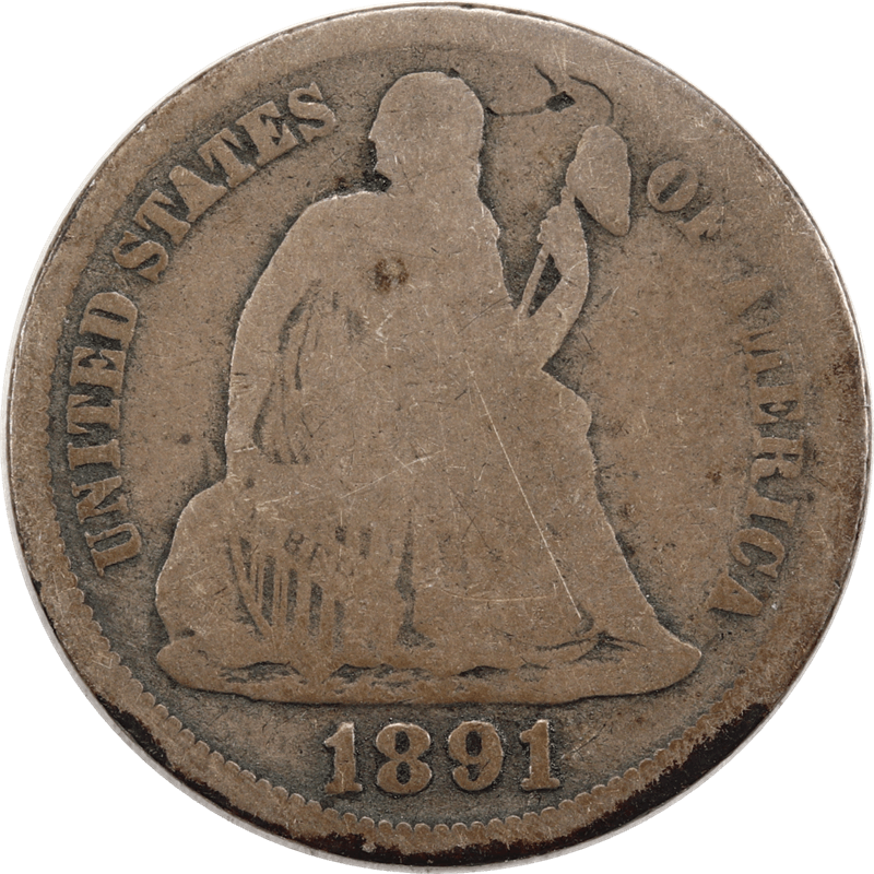 1891-O Seated Liberty Dime 10c Circulated, Good - Original