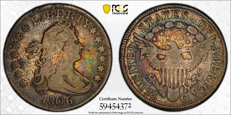 1806 25C PCGS VG10 CAC