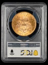 1897 $20 Gold Mint Error Struck Through Obverse PCGS MS 62
