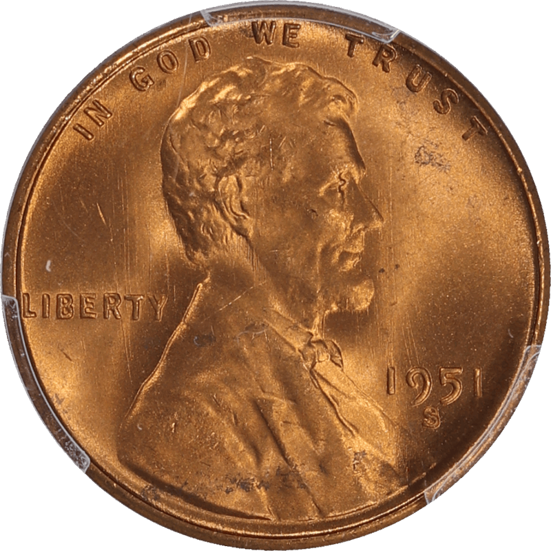 1951-S Lincoln Wheat Cent 1c PCGS MS 66 + RD