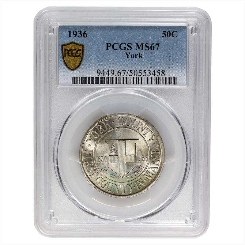 1936 York Commemorative Half Dollar, 50C PCGS MS 67