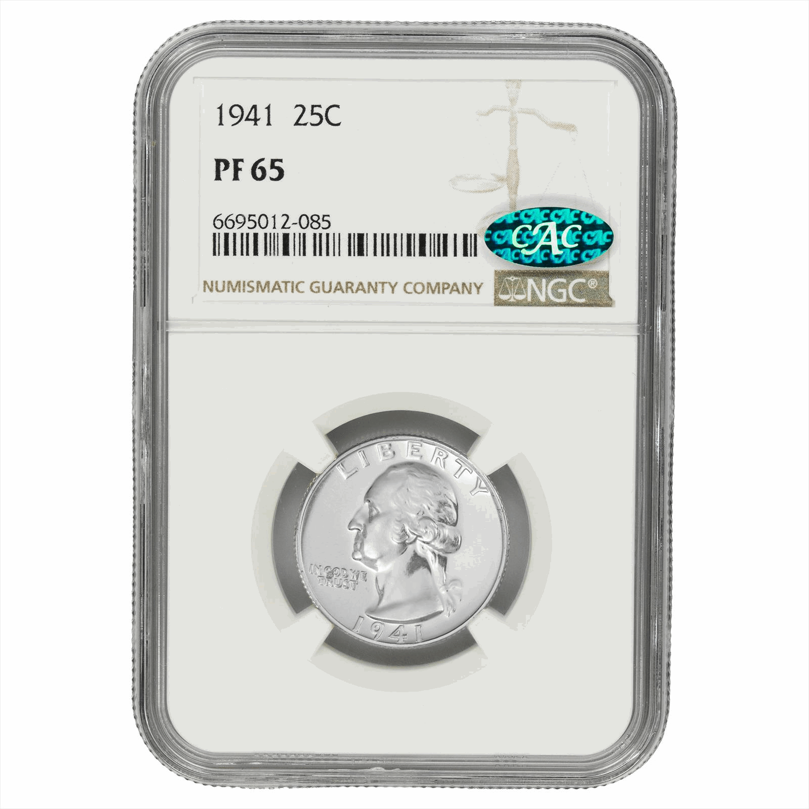 1941 Proof Washington Quarter 25c - NGC PF65 CAC