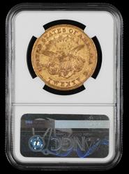 1852/1852 $20 Gold FS-301 Bill Fivaz Signature Label Eureka Hoard NGC XF-45