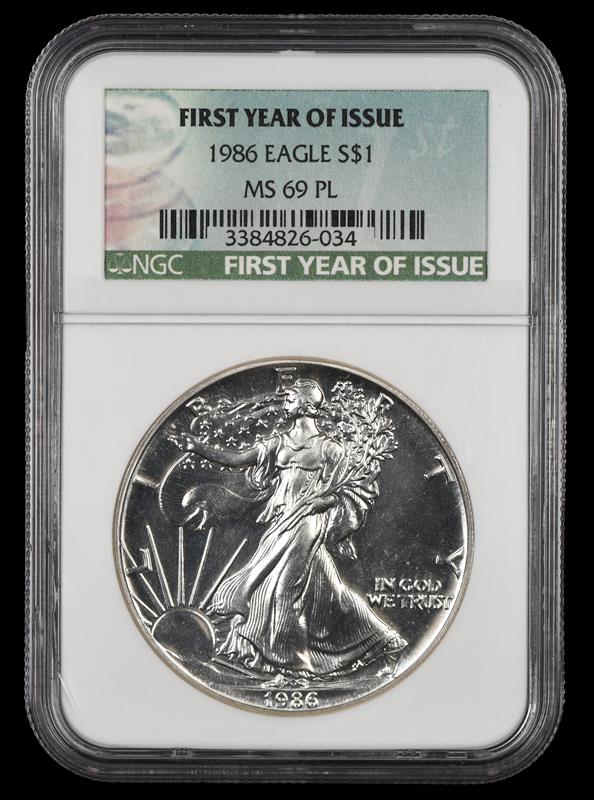 1986 American Silver Eagle $1 NGC MS 69PL