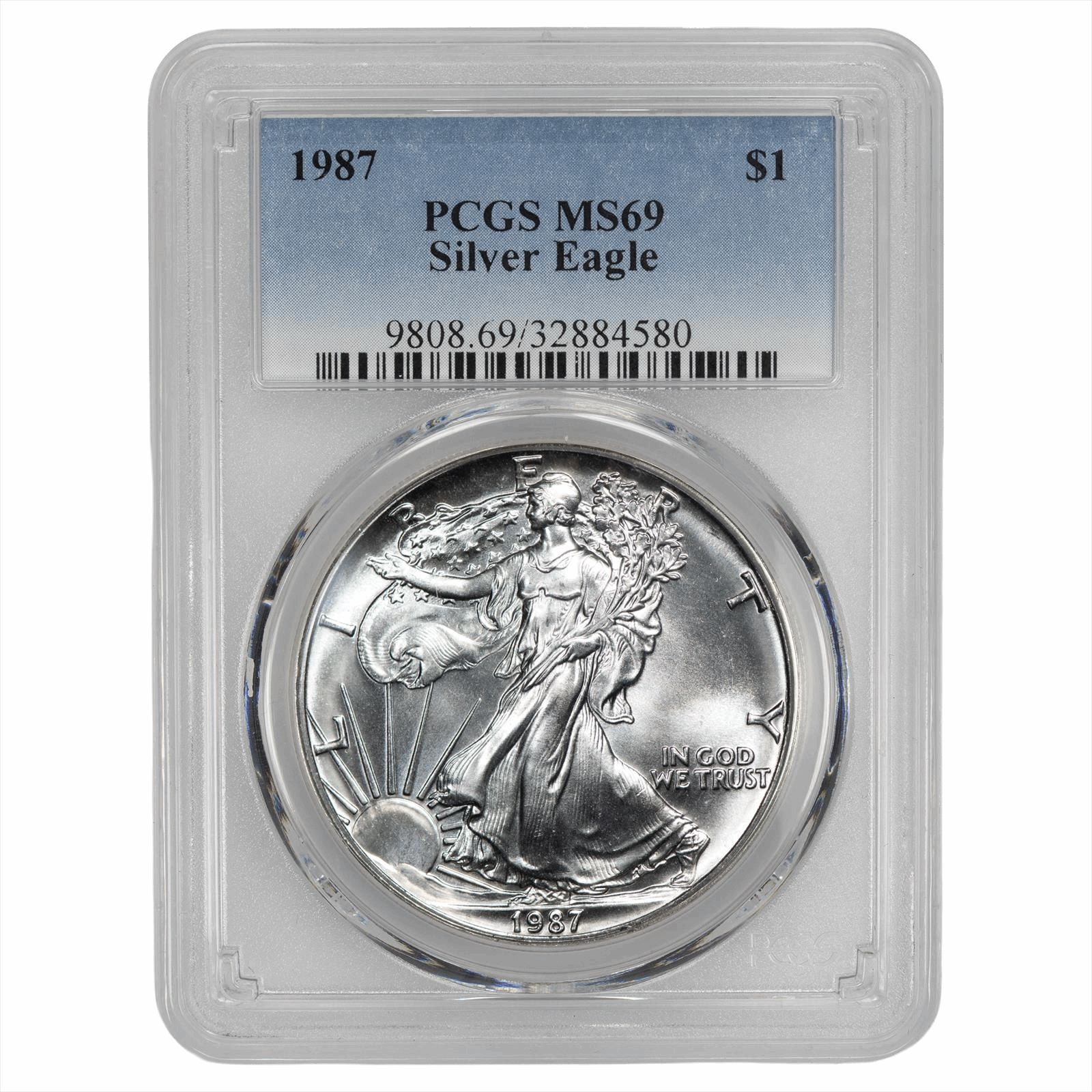 1987 American Silver Eagle $1 PCGS MS 69