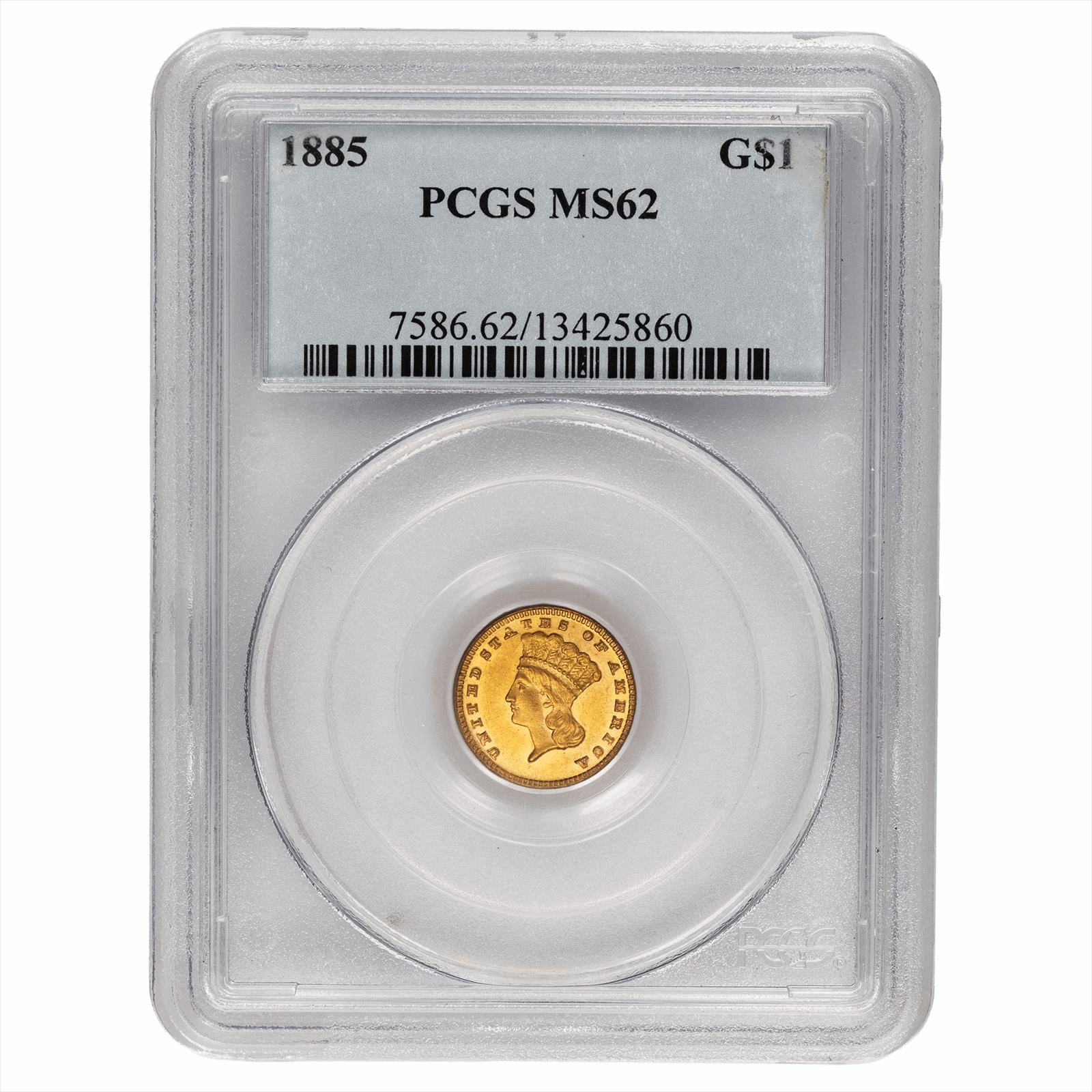 1885 Type 3 Indian Princess Gold Dollar G$1 PCGS MS 62 