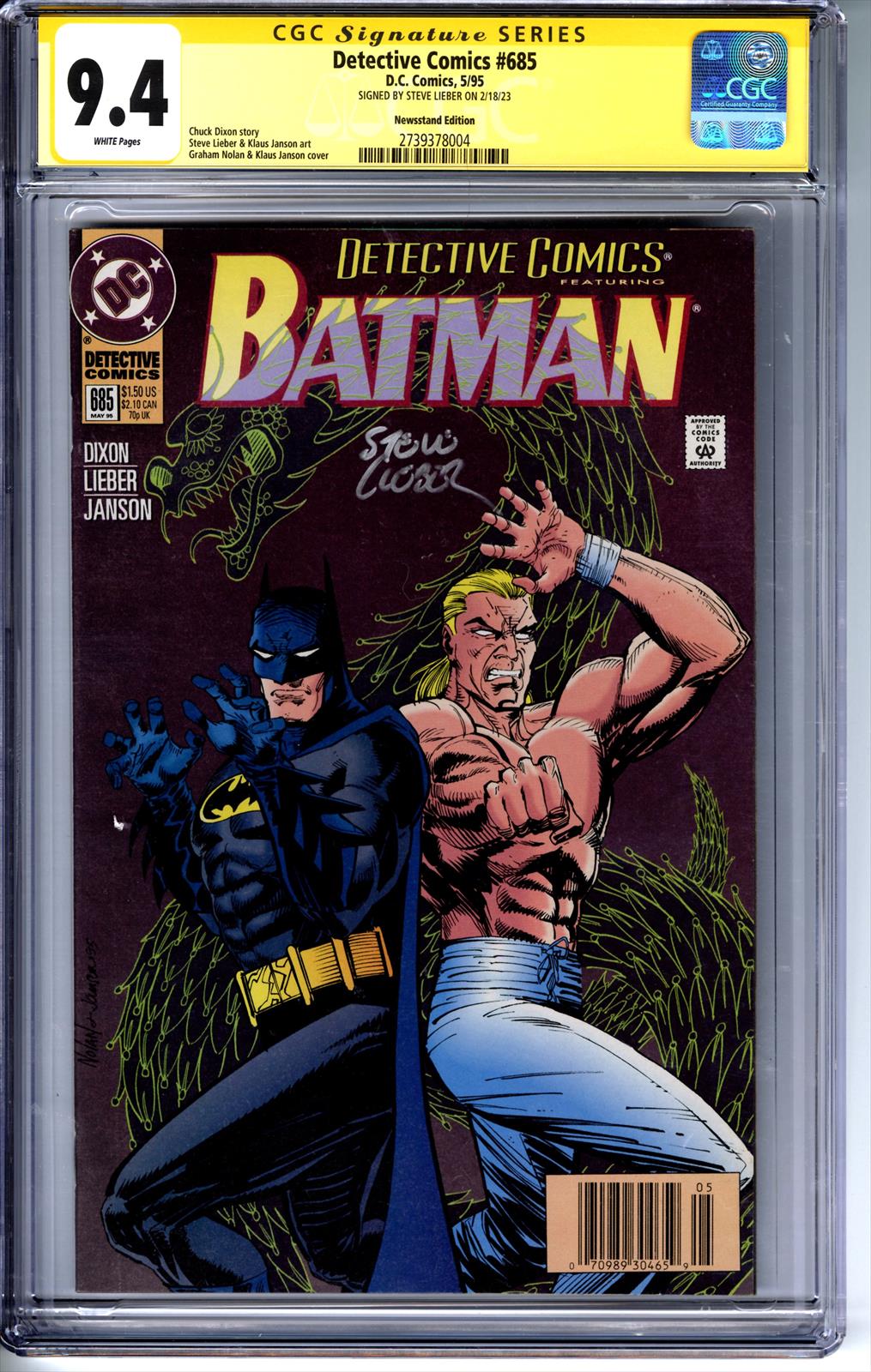 Detective Comics #685 D.C Comics 5/95 Signed by Steve Lieber CGC Signature Series 9.4