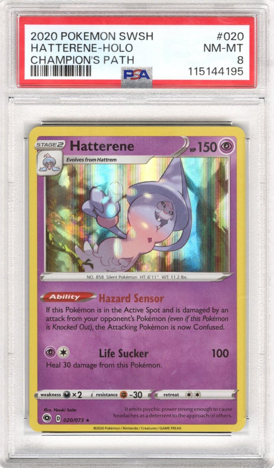 2020 Pokemon SWSH Champions Path Hatterene - Holo #020 PSA NM MT 8 