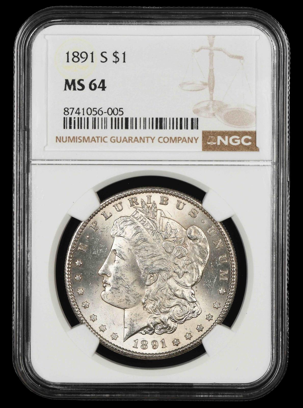 1891 S $1 NGC MS 64