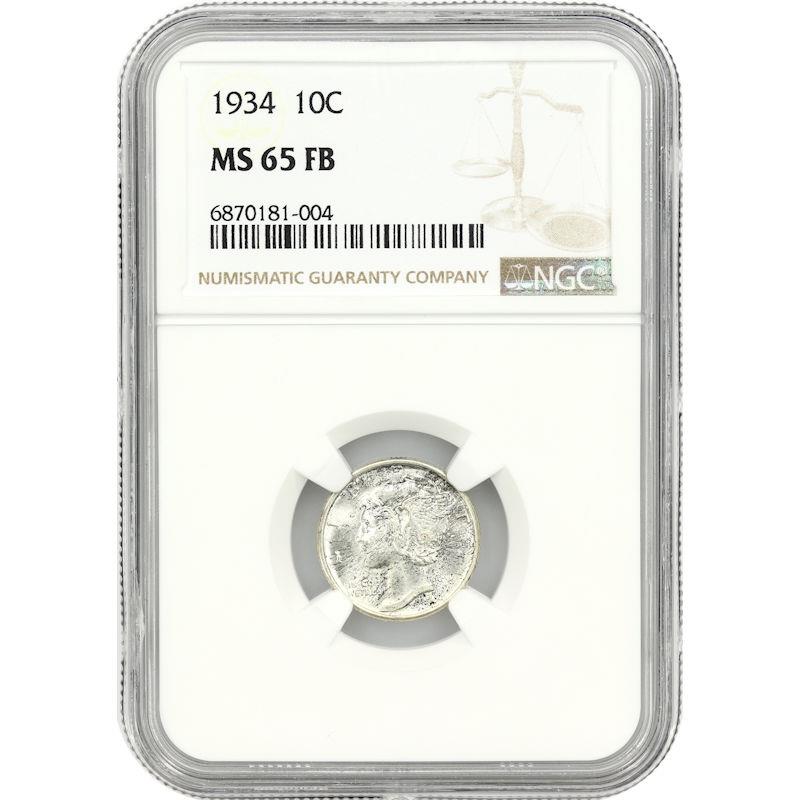 1934 Mercury Dime 10C NGC MS65FB