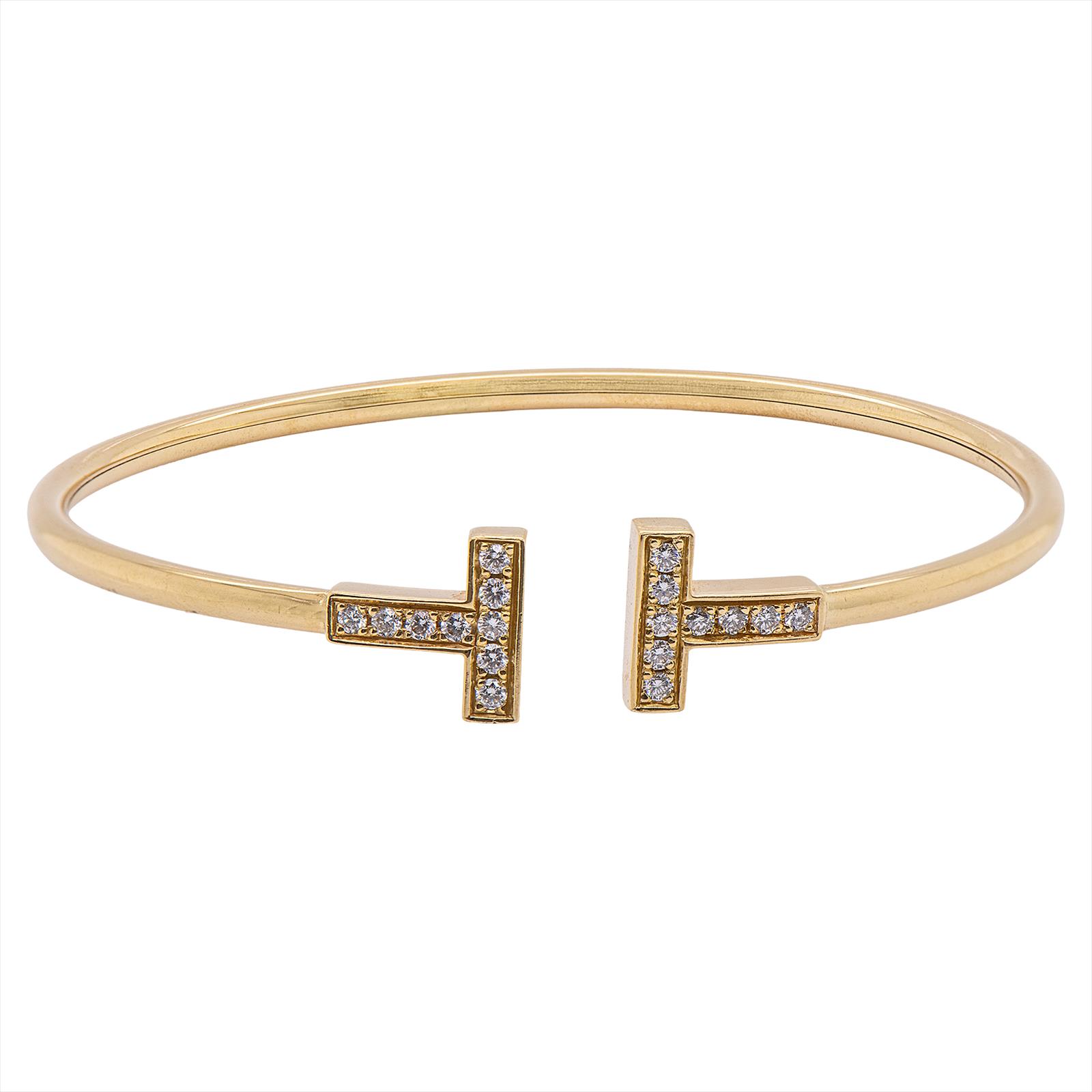 18KY and Diamond Tiffany & Co. T Bangle Bracelet 