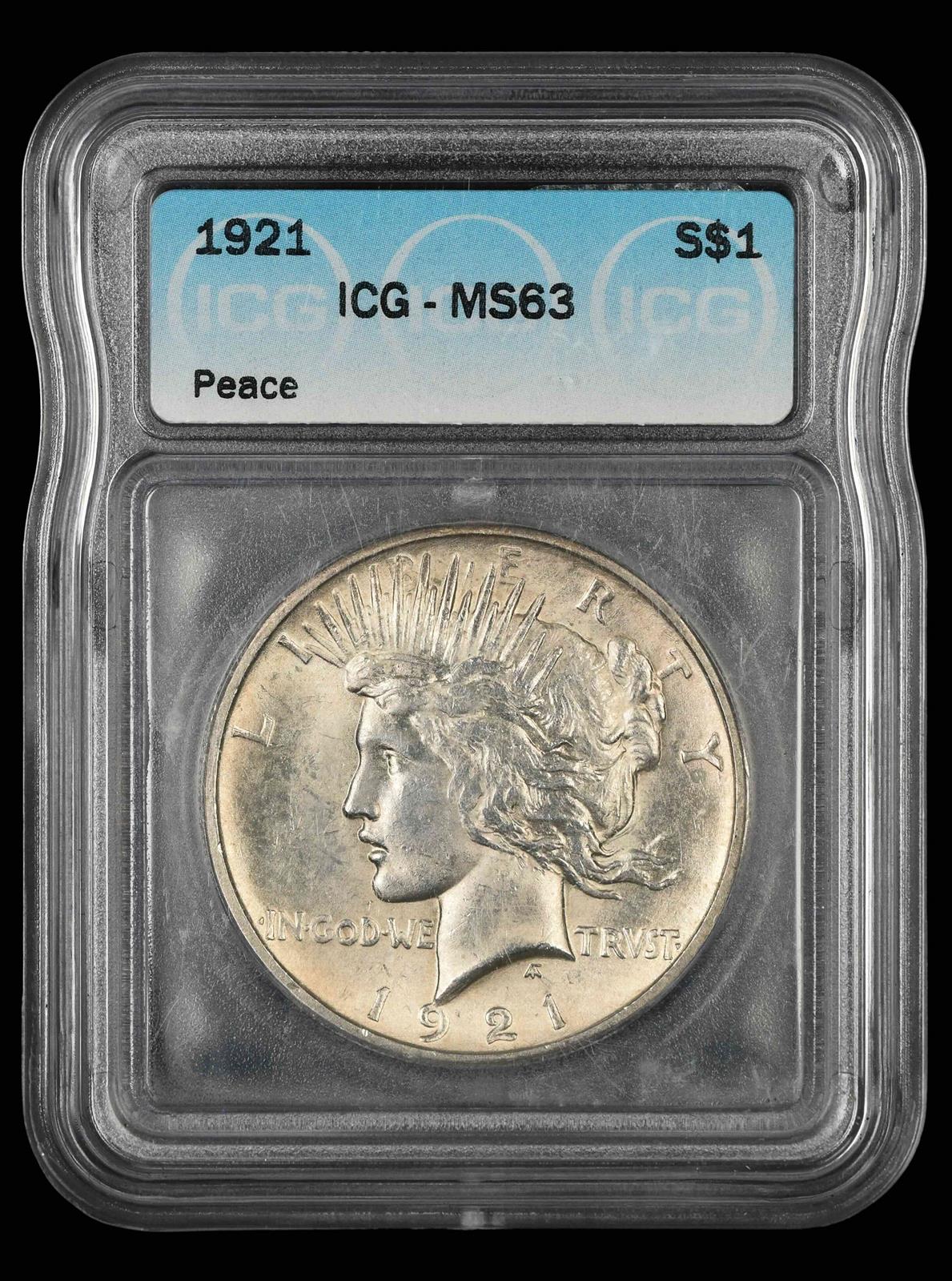 1921 Peace $1 ICG MS63