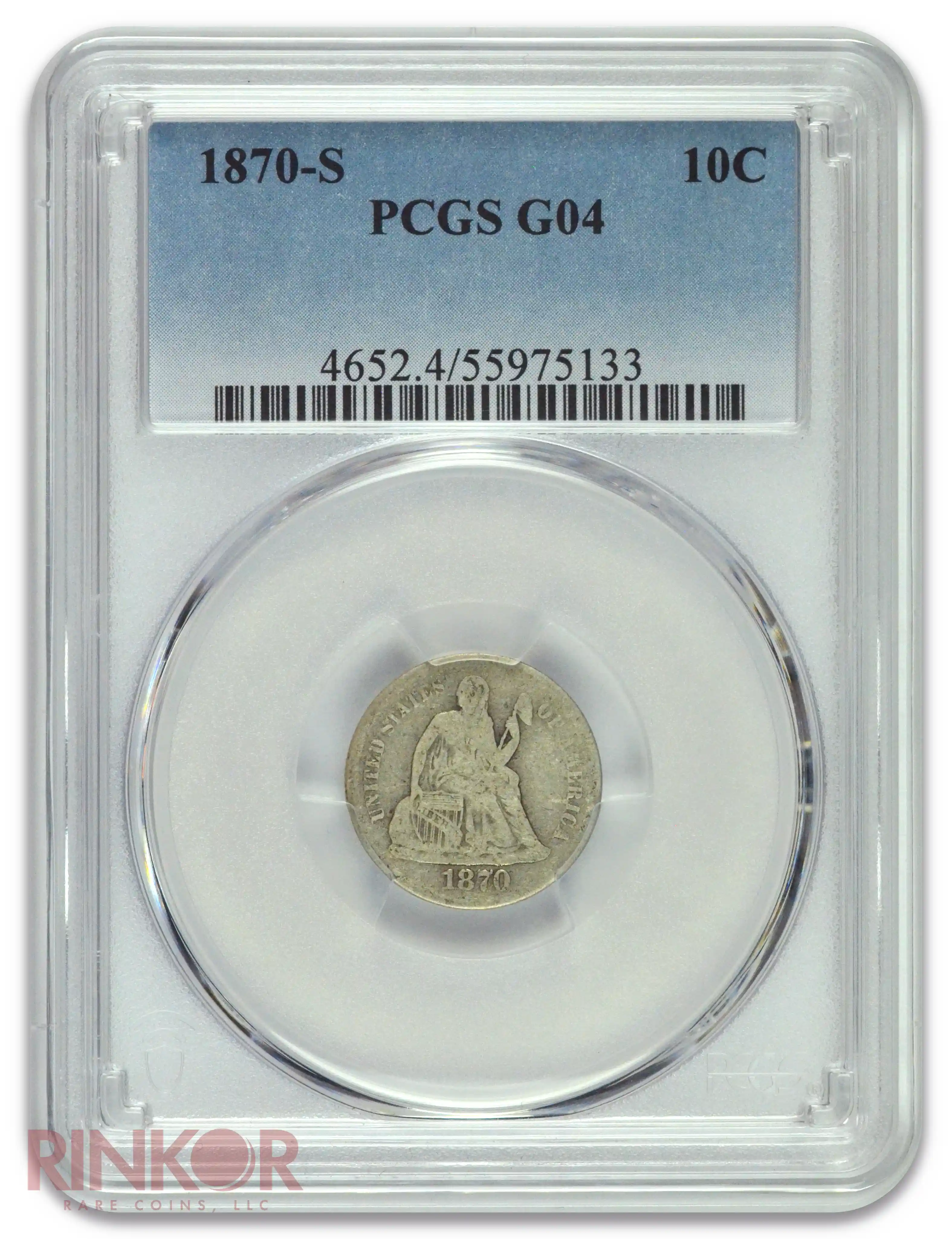 1870-S Seated Dime PCGS G-04