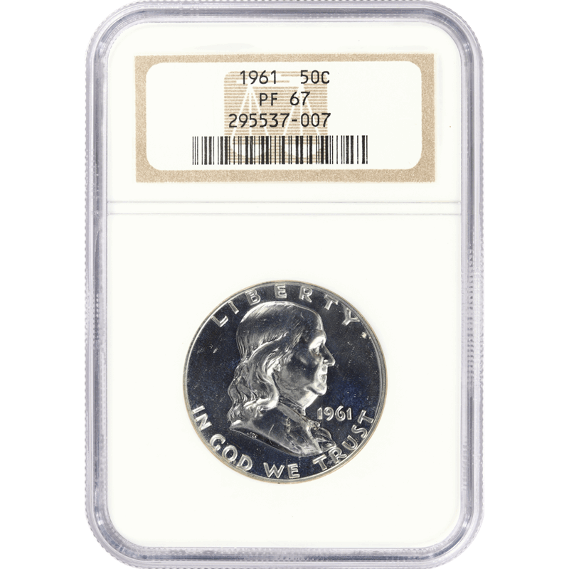 1961 Franklin Half Dollar 50c, NGC PR-67 - Nice White Coin 