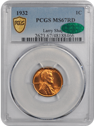 1932 Lincoln PCGS RD 67