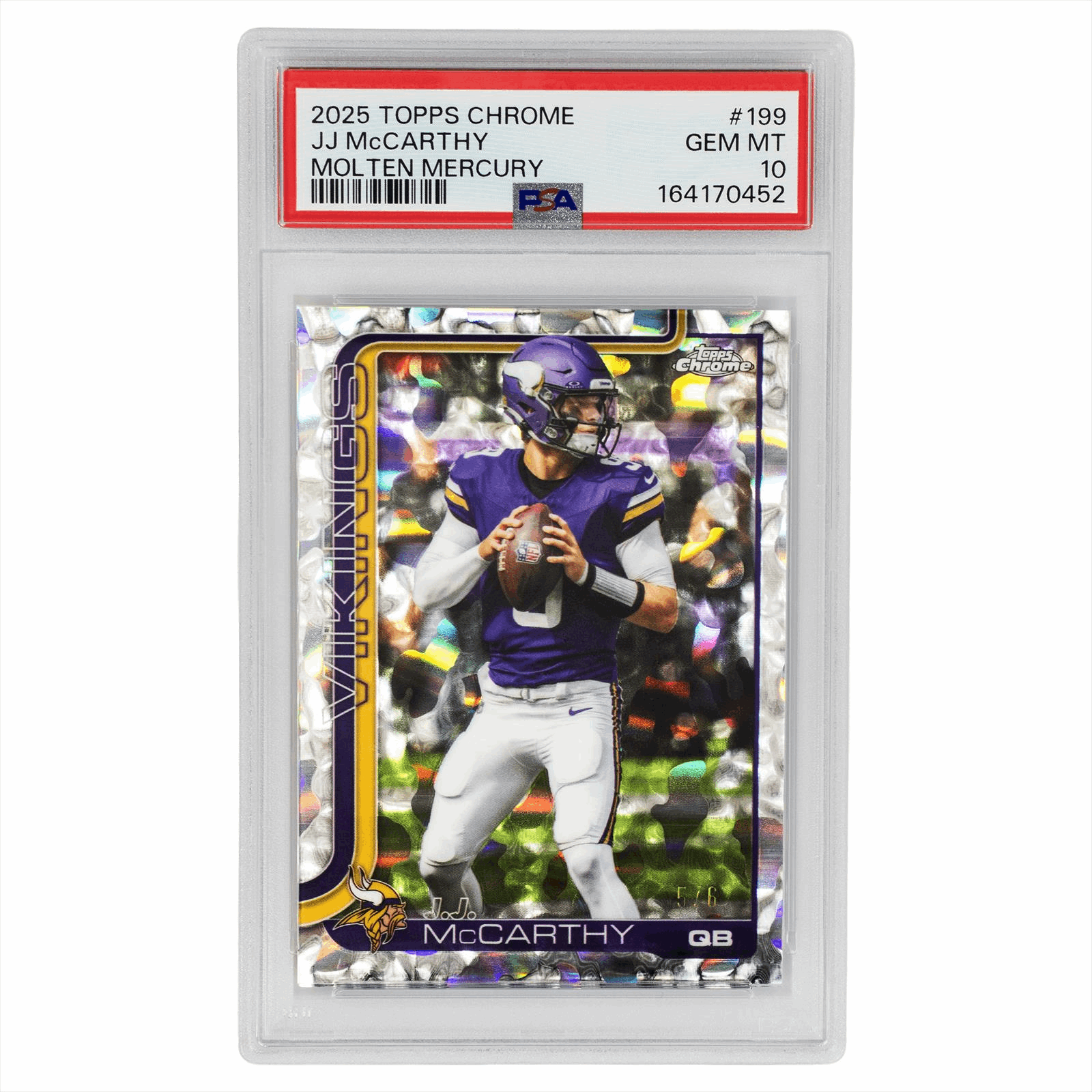 2025 Topps Chrome J.J. McCarthy Molten Mercury #199 PSA GEM MT 10