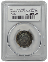1903 Barber PCGS CAC CAM 67+