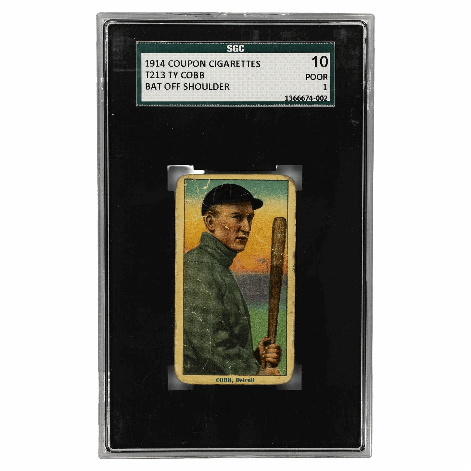 1914 Coupon Cigarettes T213 TY Cobb Bat Off Shoulder SGC POOR 1
