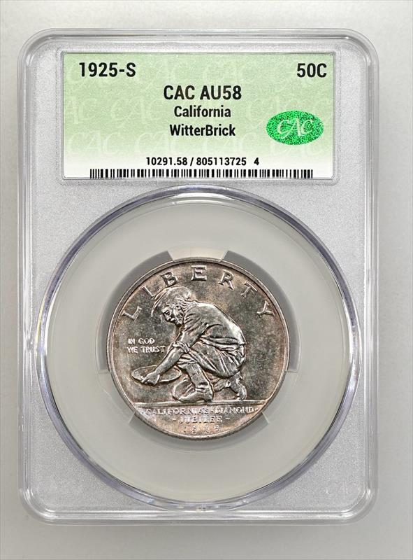 1925-S California 50c CACG AU-58 WitterBrick