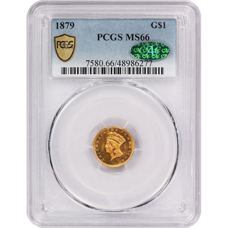 1879 $1 Gold Indian Princess Head, Type-3 - PCGS MS66 CAC - Amazing Luster