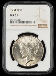 1934 D $1 NGC MS61