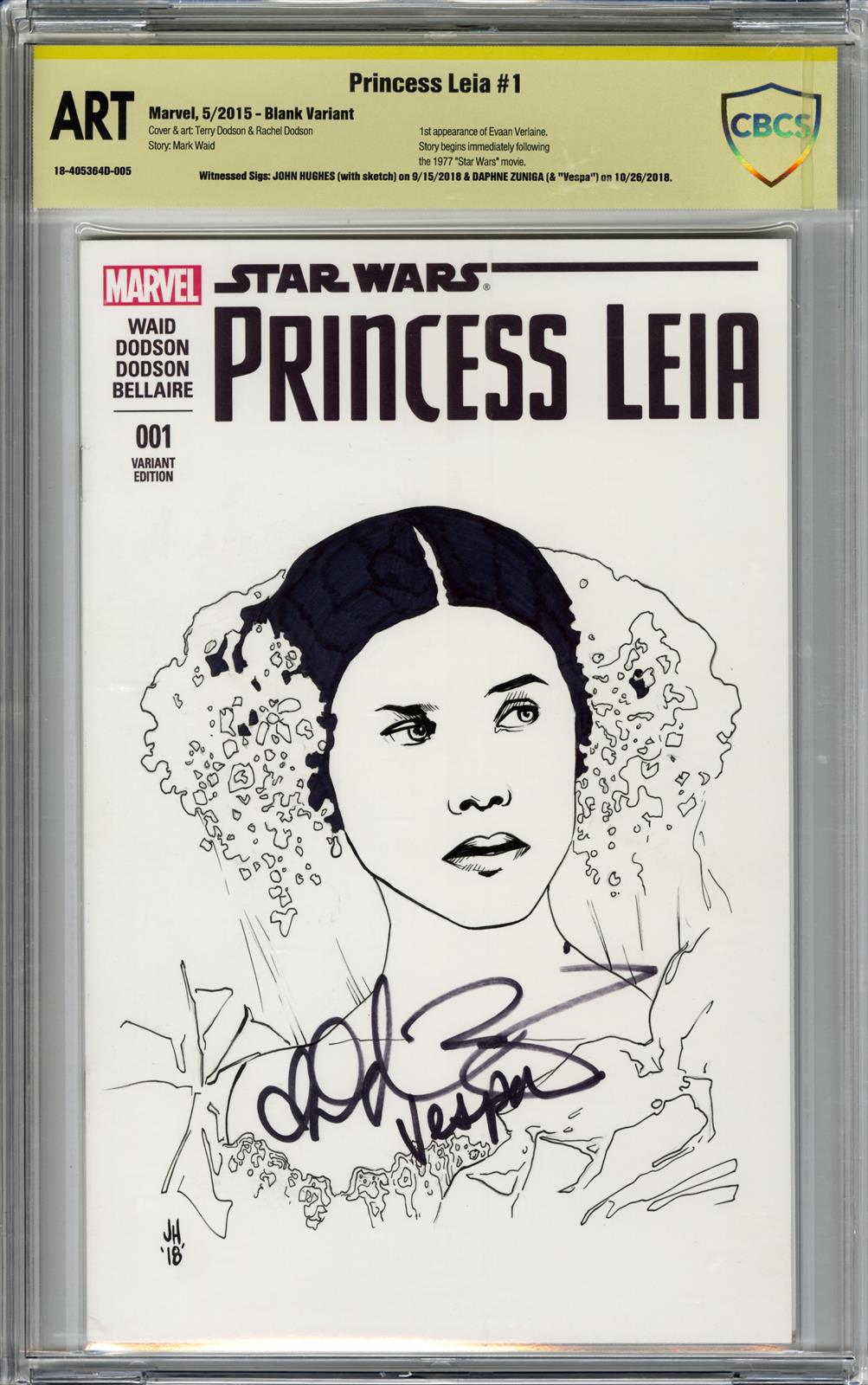 Princess Leia #1 Princess Vespa Illustration Signed by Daphne Zuinga 