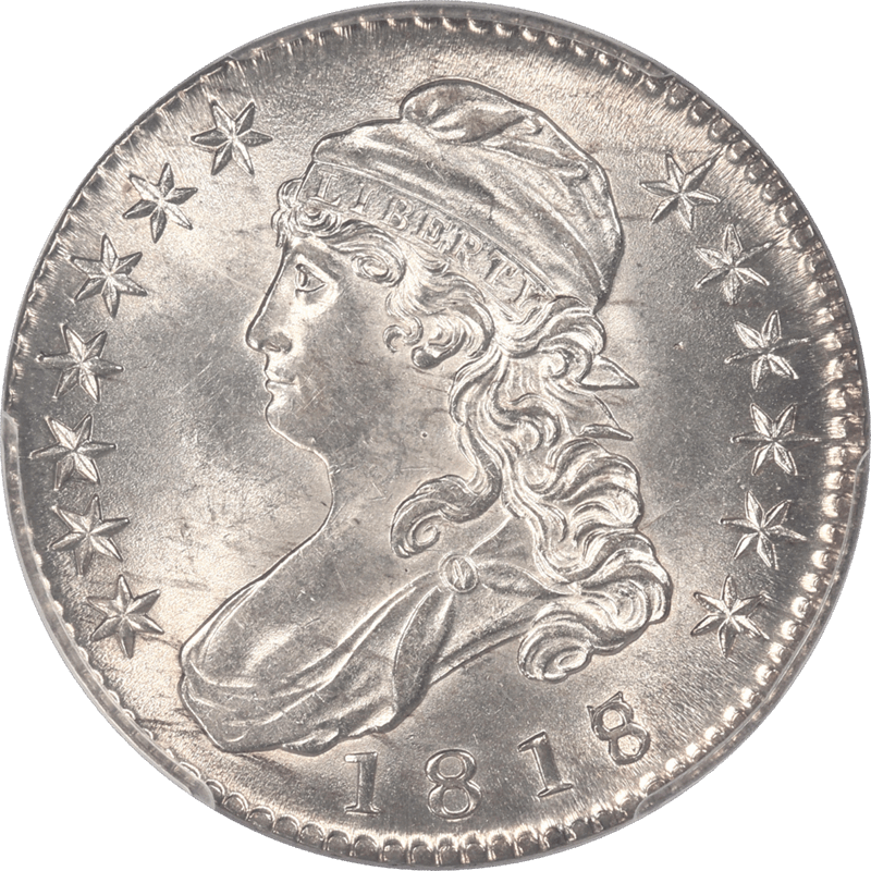 1818/7 Capped Bust Half Dollar 50c PCGS MS63   Large 8 - Very Nice PQ++ Coin